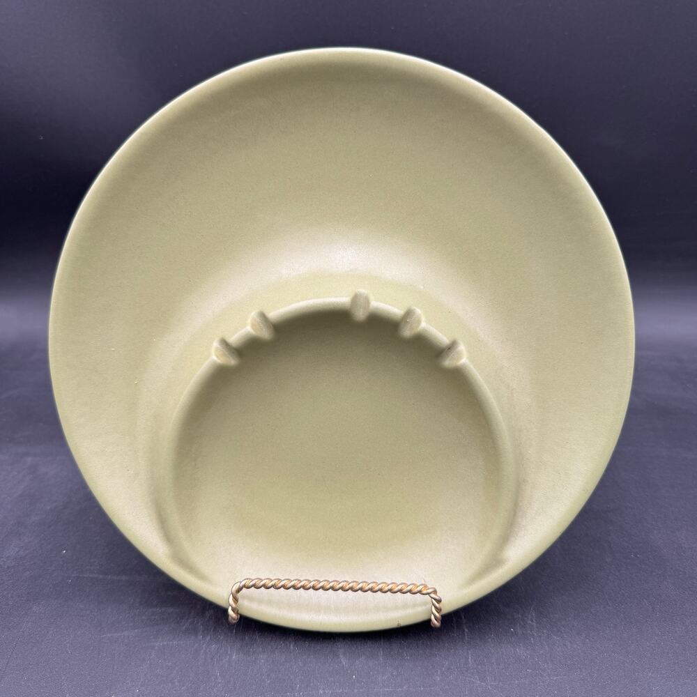Vintage Moon Ashtray Sage Green California Pottery USA 9.5"